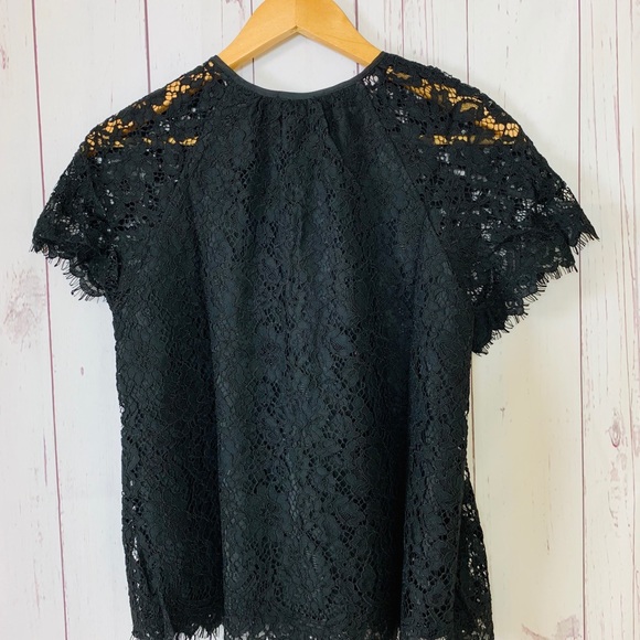 J.Crew Short-Sleeve Lace Top Black Size Small - Picture 4 of 7